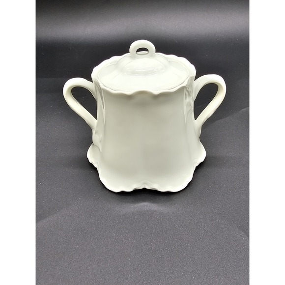 Haviland Ranson Covered Sugar with Lid, Antique‎ Limoges France All White 4 1/2" - Picture 1 of 15